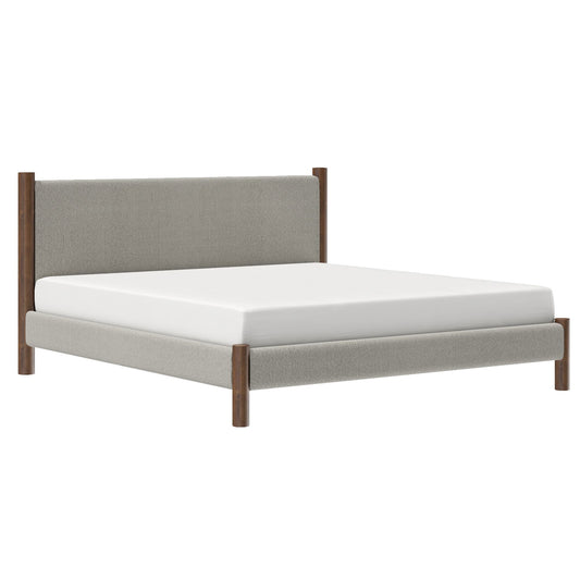 Zoran Platform Bed in Mushroom and Walnut