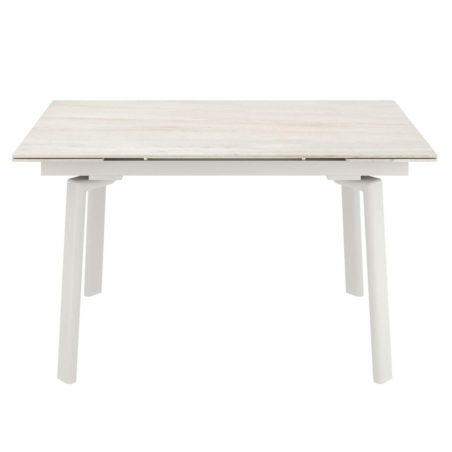 Bellaro Dining Table with Extension, 55"-79" in Travertine and Cream