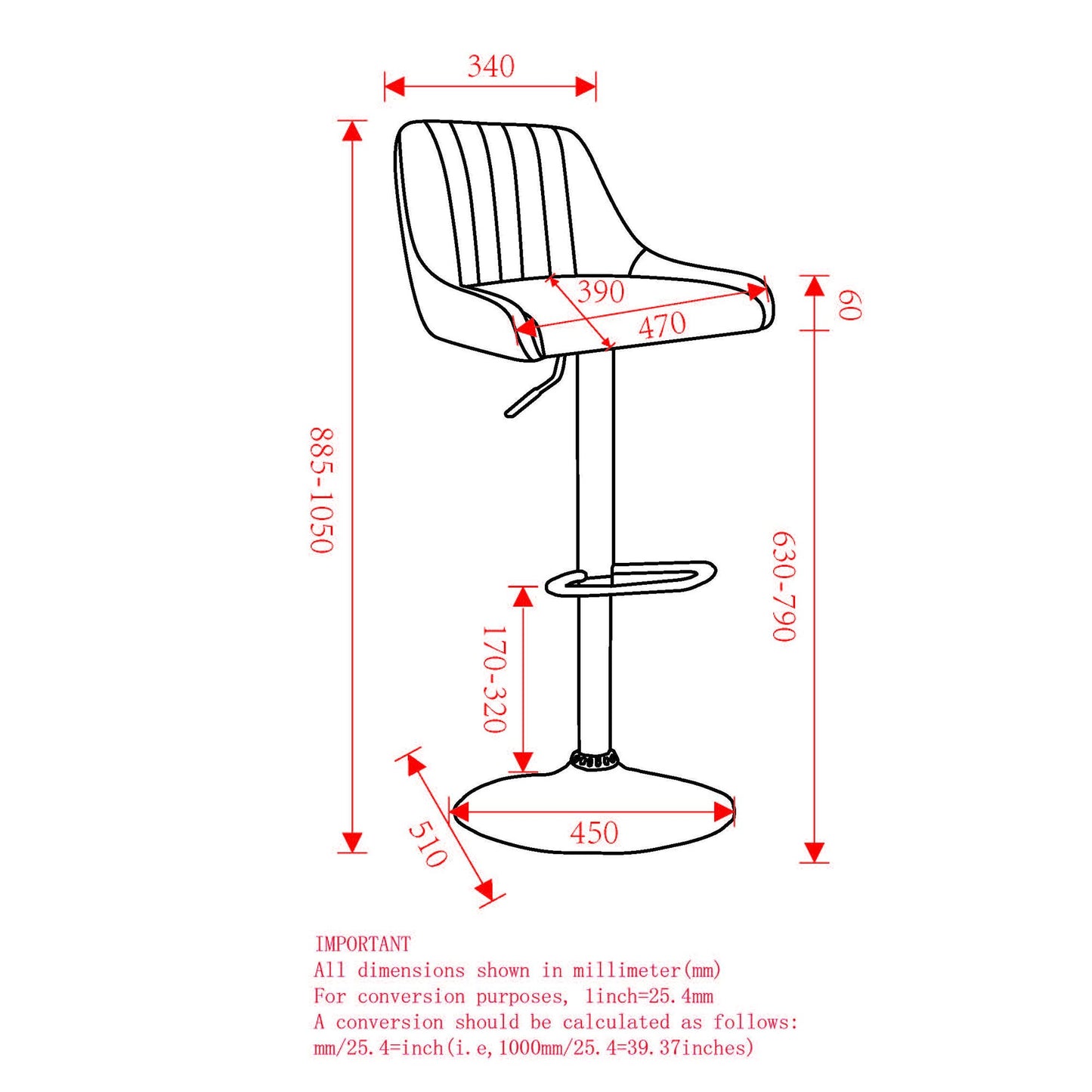Kron Adjustable Height Air-Lift Swivel Stool, set of 2