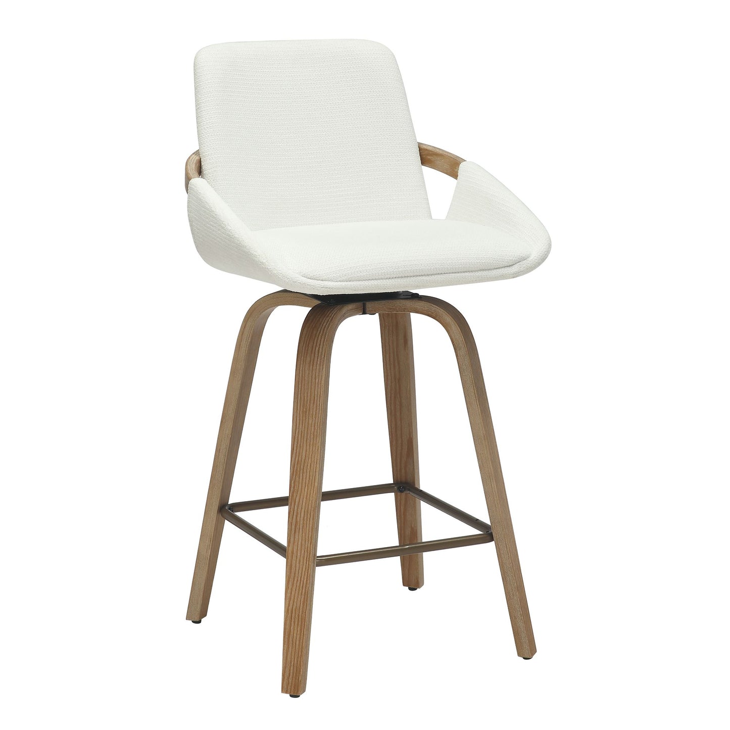 Parker 26" Counter Stool with Swivel, Set of 2 in Ivory and Whitewash