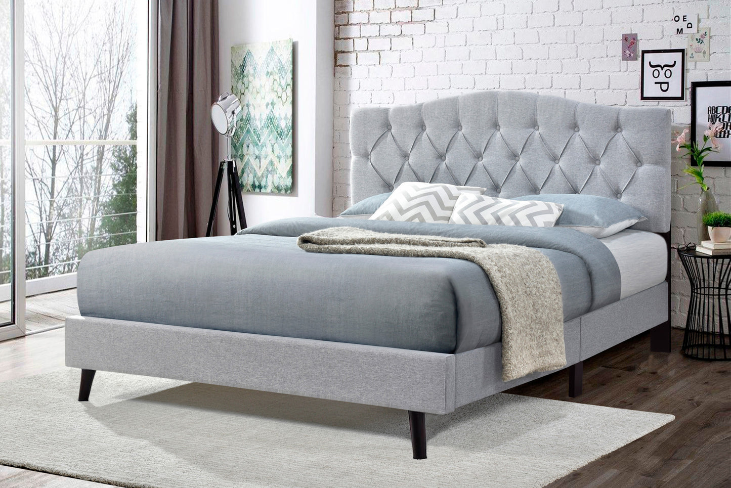 Sarah Bed (Queen) (Fabric Grey)