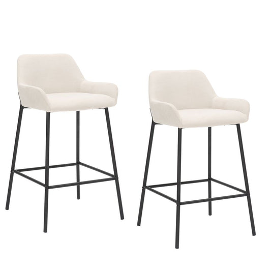 Tabouret de bar Baily de 26 po, lot de 2, en beige et noir
