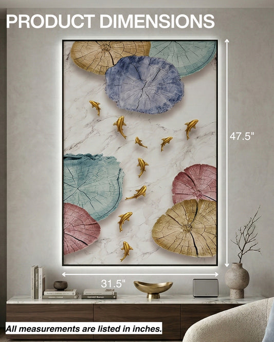 FISH RUN Wall Art with Metal Frame