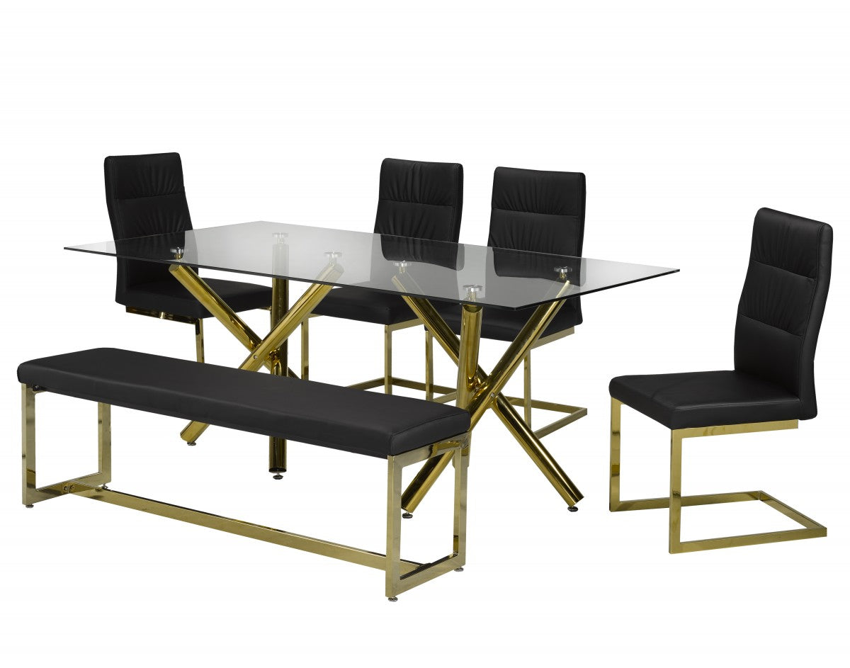 6-PIECE DINING SET, BLACK/GOLD