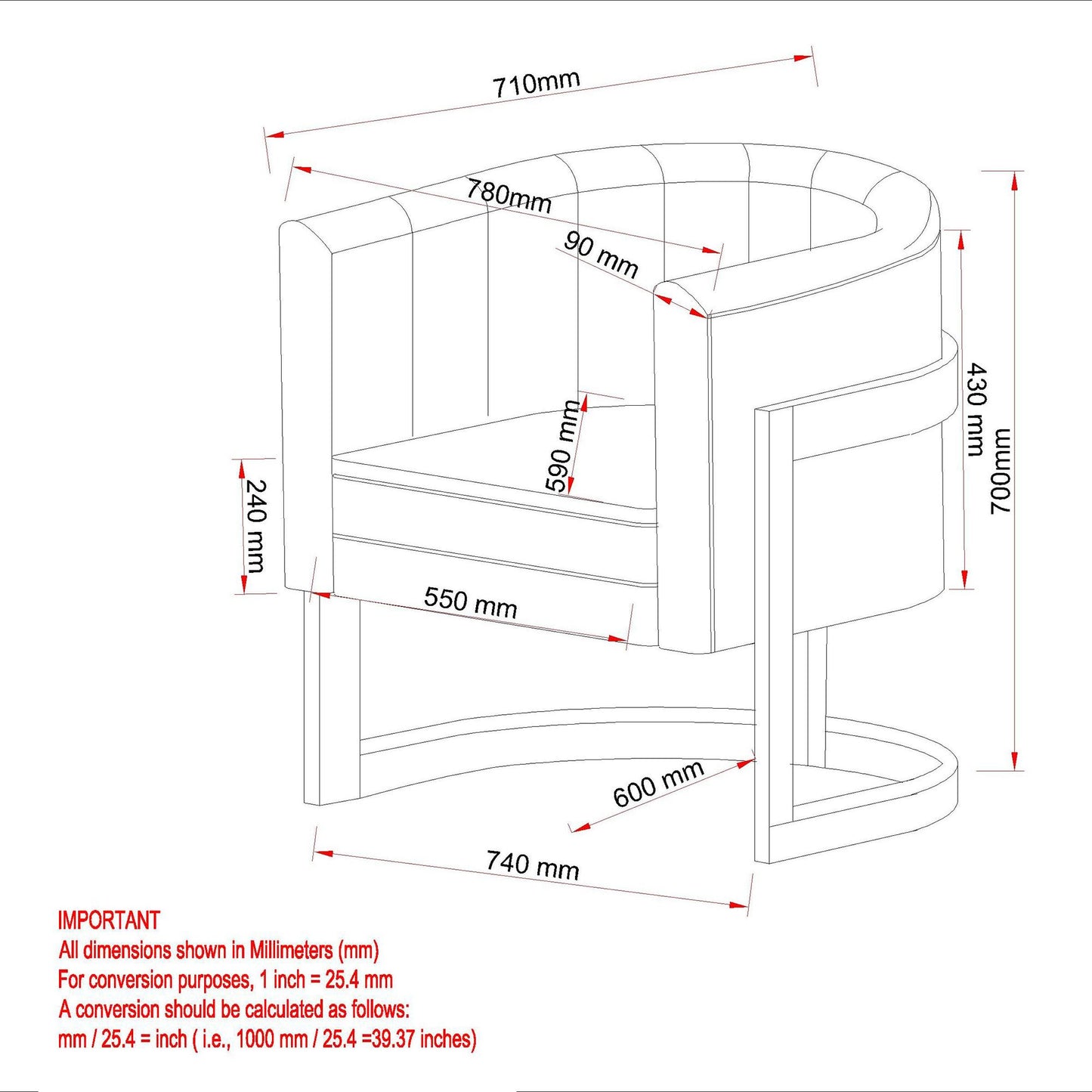 Zhuri Accent Chair in Ivory and Black