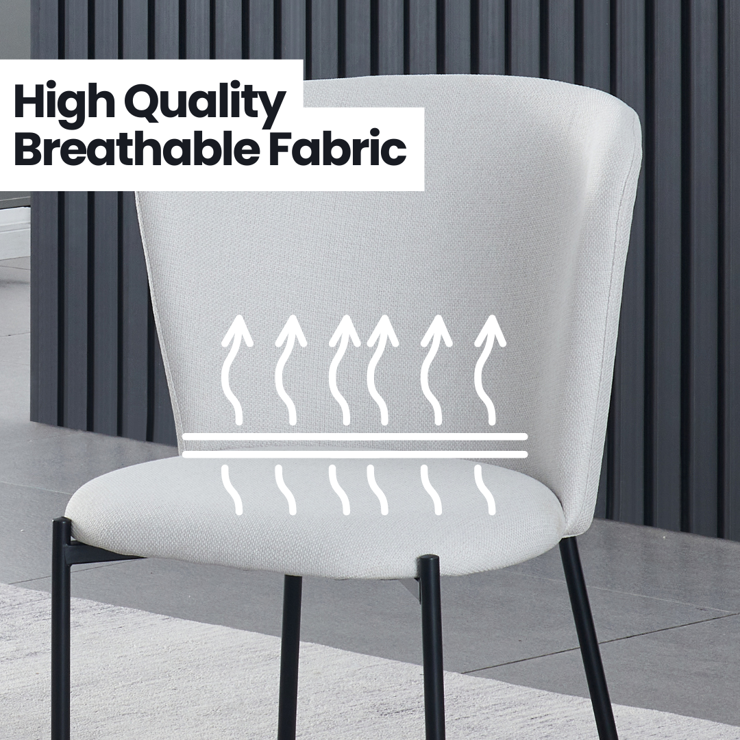 Lisa Dining Chair with Breathable Fabric and Metal Legs