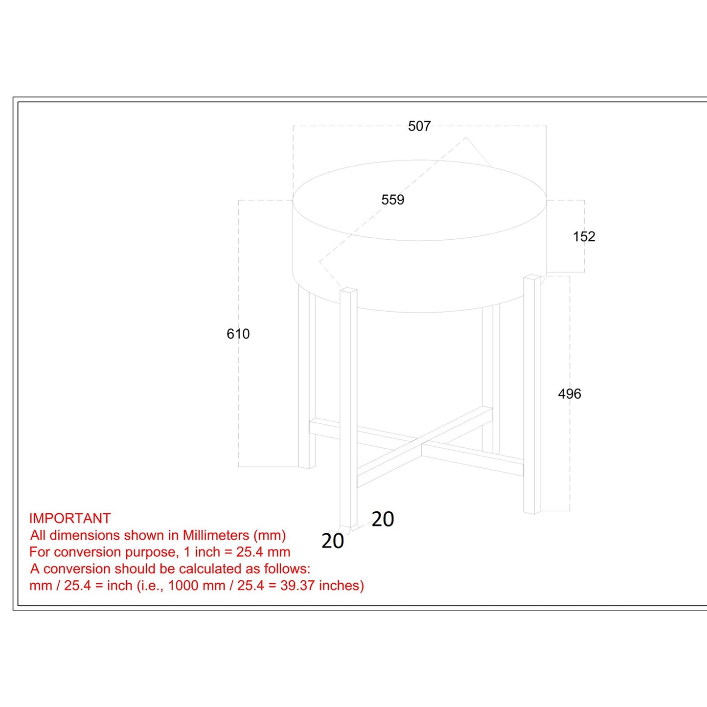 Blox Round Accent Table in Natural and Black