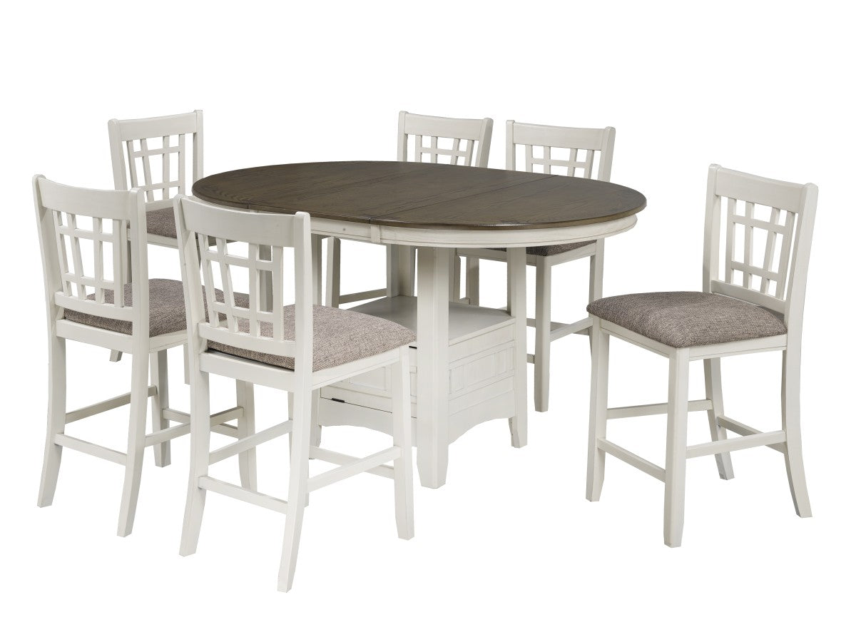7-PIECE COUNTER SET - WHITE/OAK