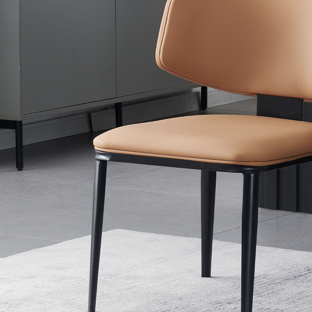 Loomie Dining Chair with Waterprrof Faux Leather and Metal Legs