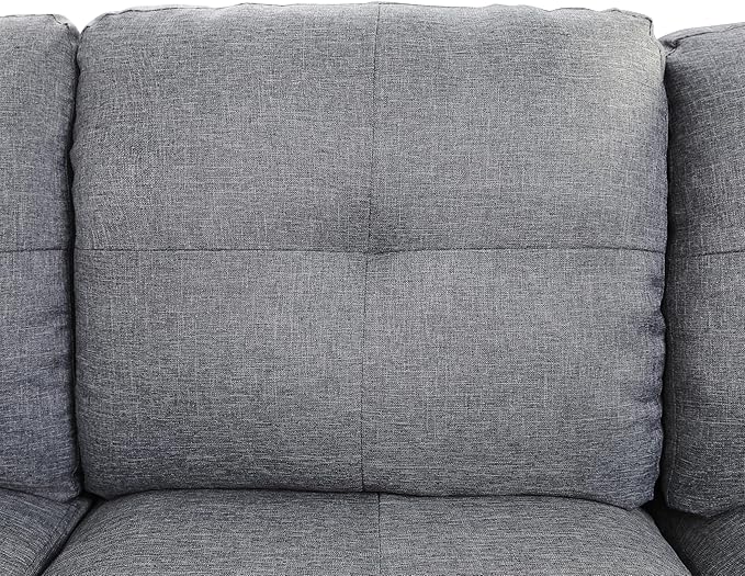 UBGO Living Room Furniture Sets,L-Shape Couch with Chaise Lounge & Storage Ottoman,Linen Sofas & Couches,3-Piece Sectional Sofa Set for Small Space Apartments- Grey (Left Hand Facing)