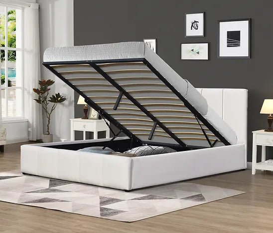 Frankfurt Lift Top Storage Bed Queen White