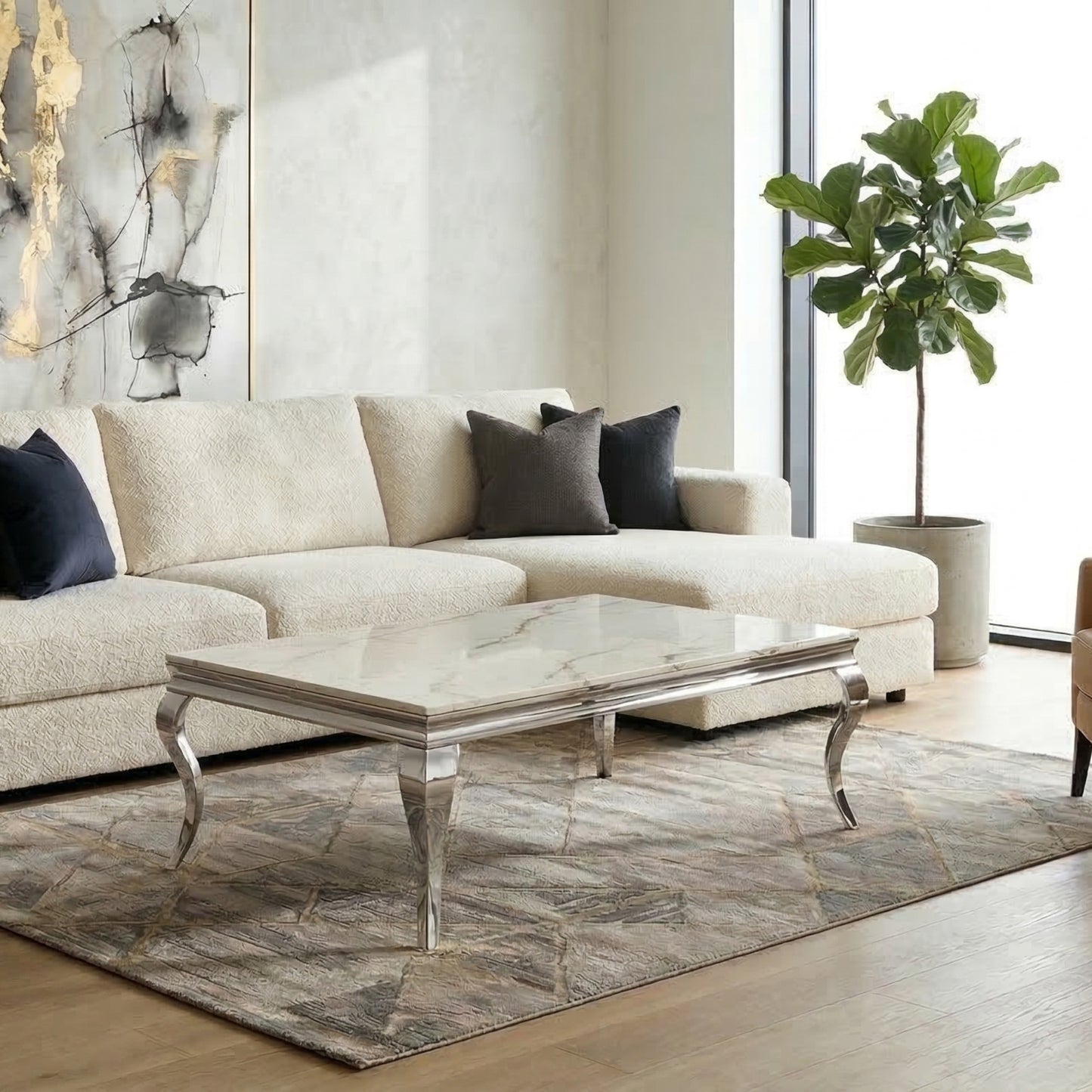 KENNEDY COFFEE TABLE WITH MARBLE TABLETOP