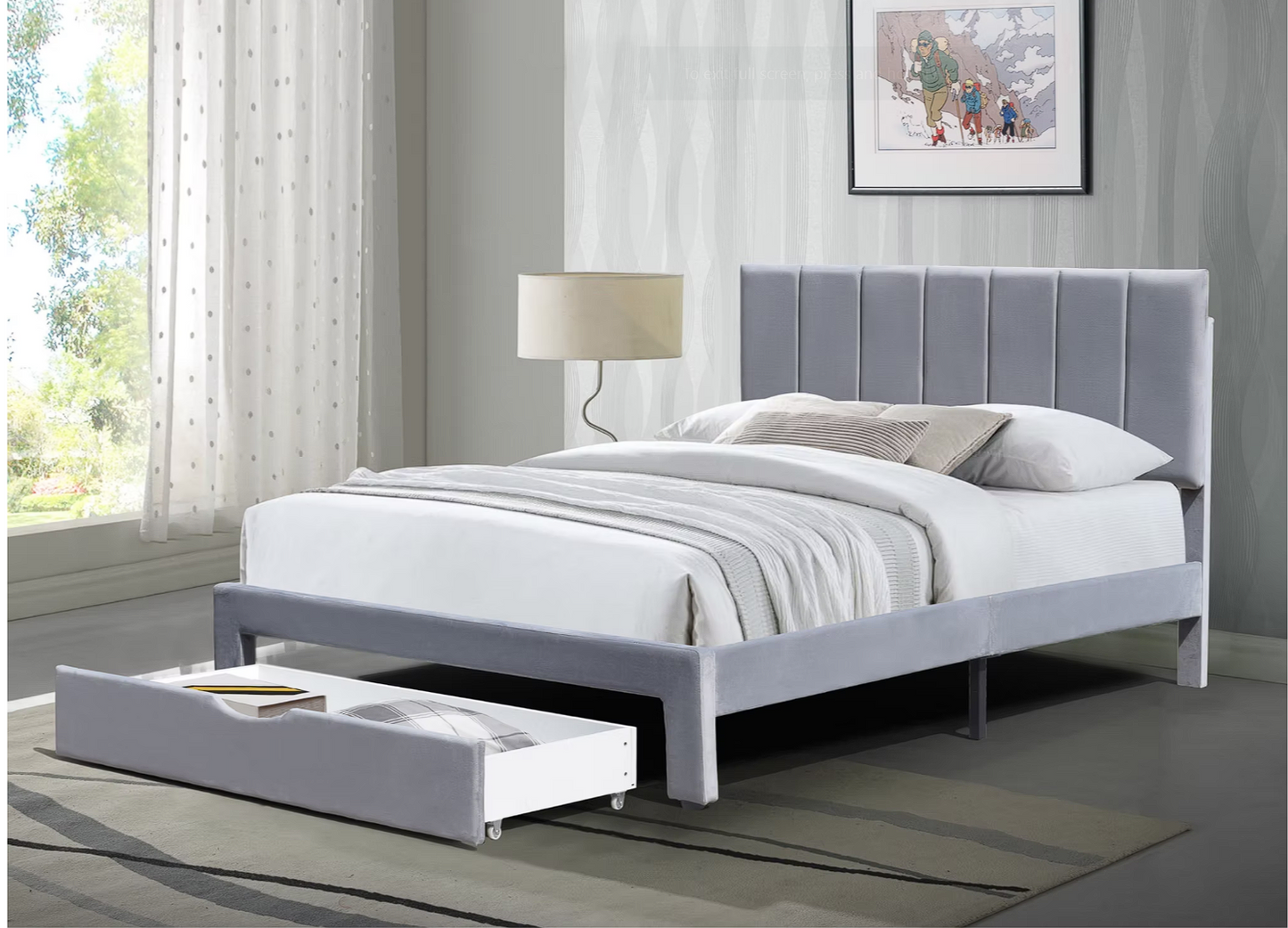 Miami Bed With Storage Grey With Chiro firm Mattress