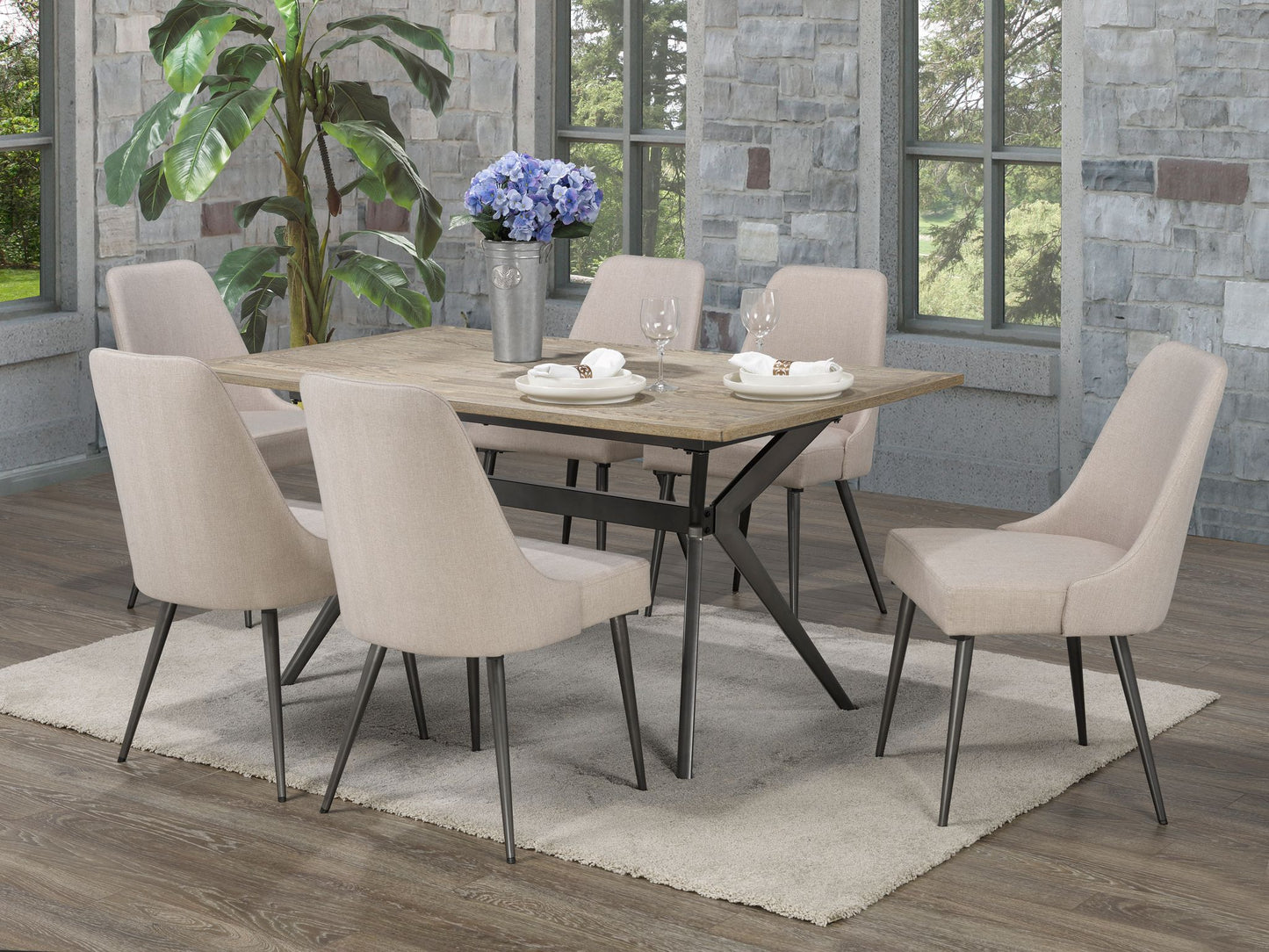 7-PIECE DINING SET - BEIGE