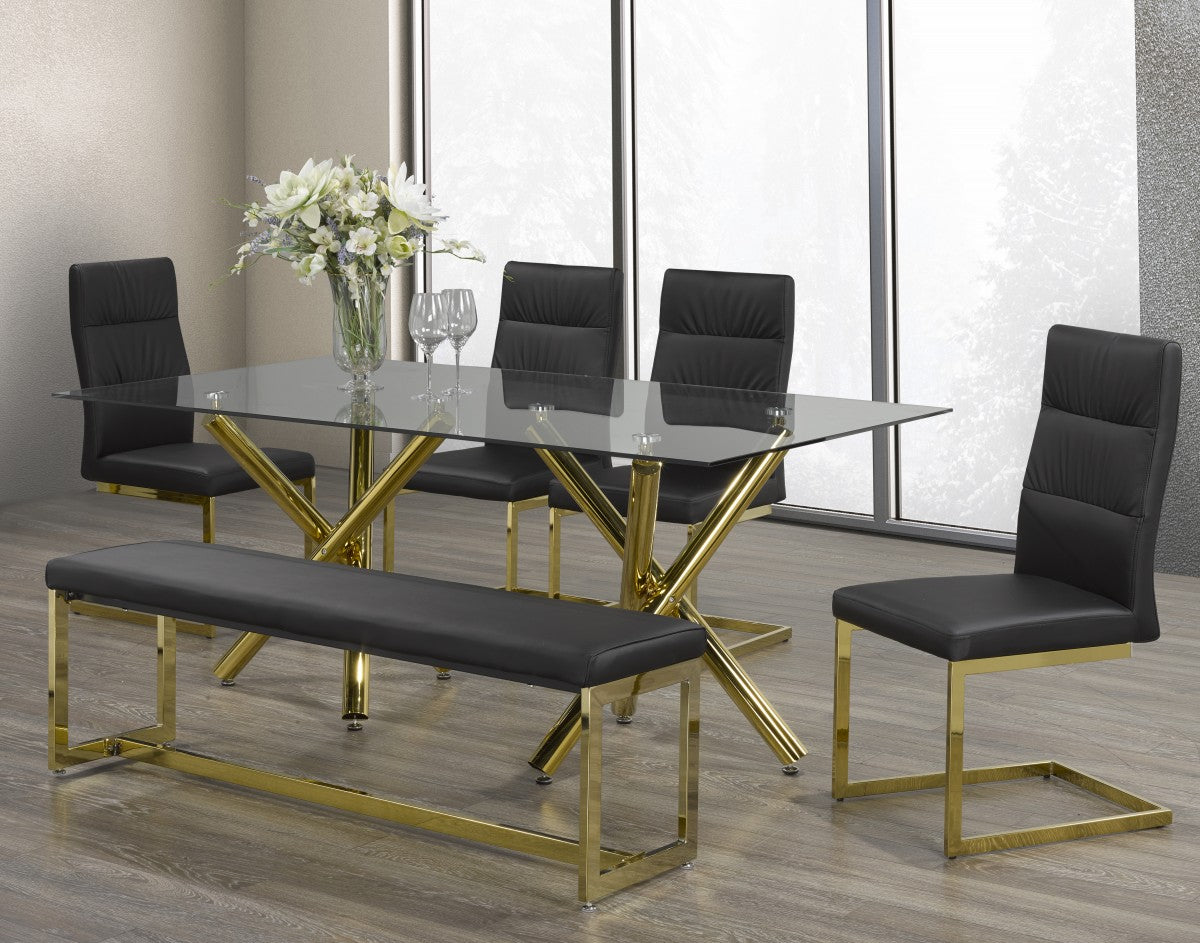 6-PIECE DINING SET, BLACK/GOLD