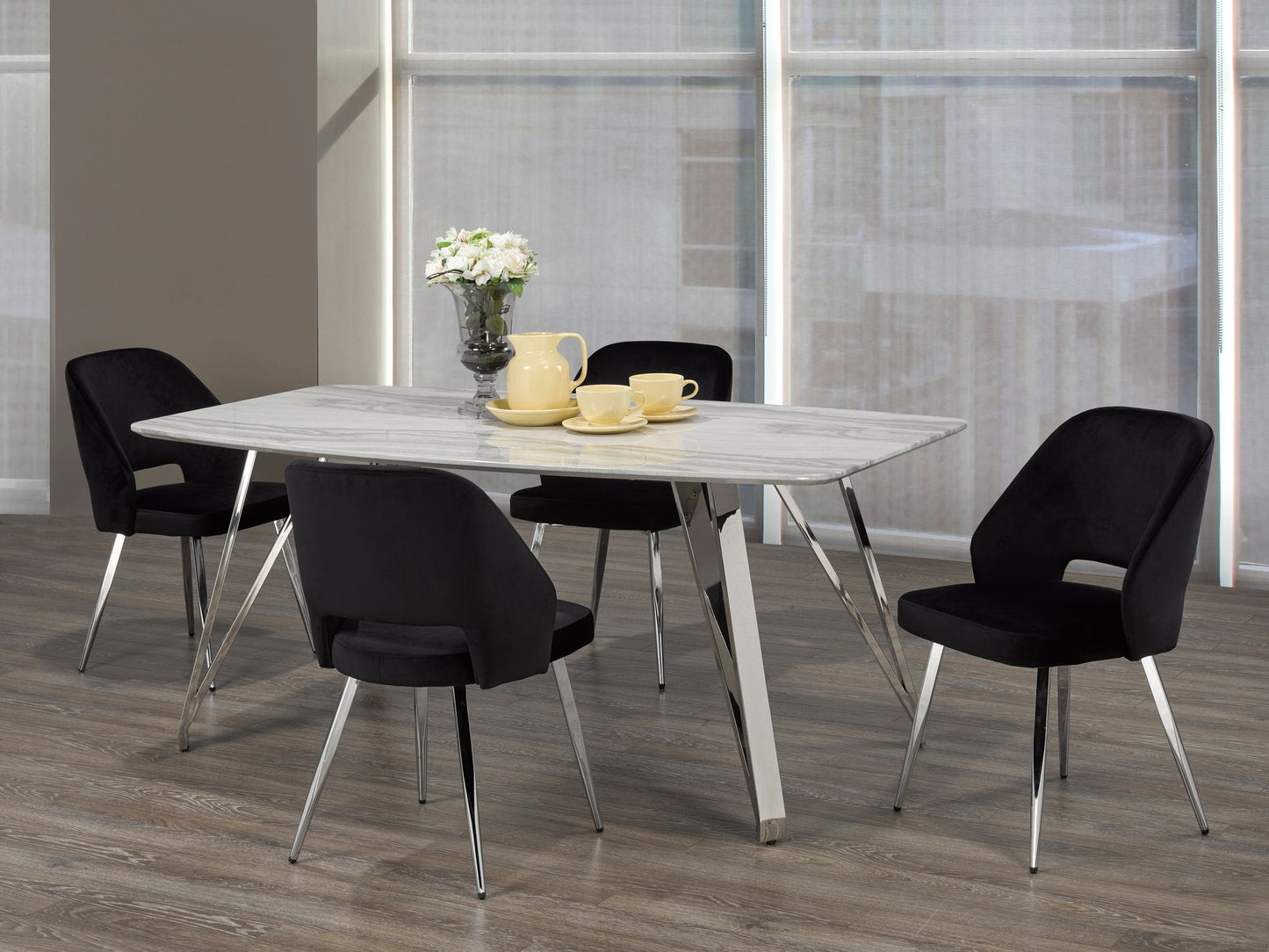 5-PIECE DINING SET - BLACK/GREY