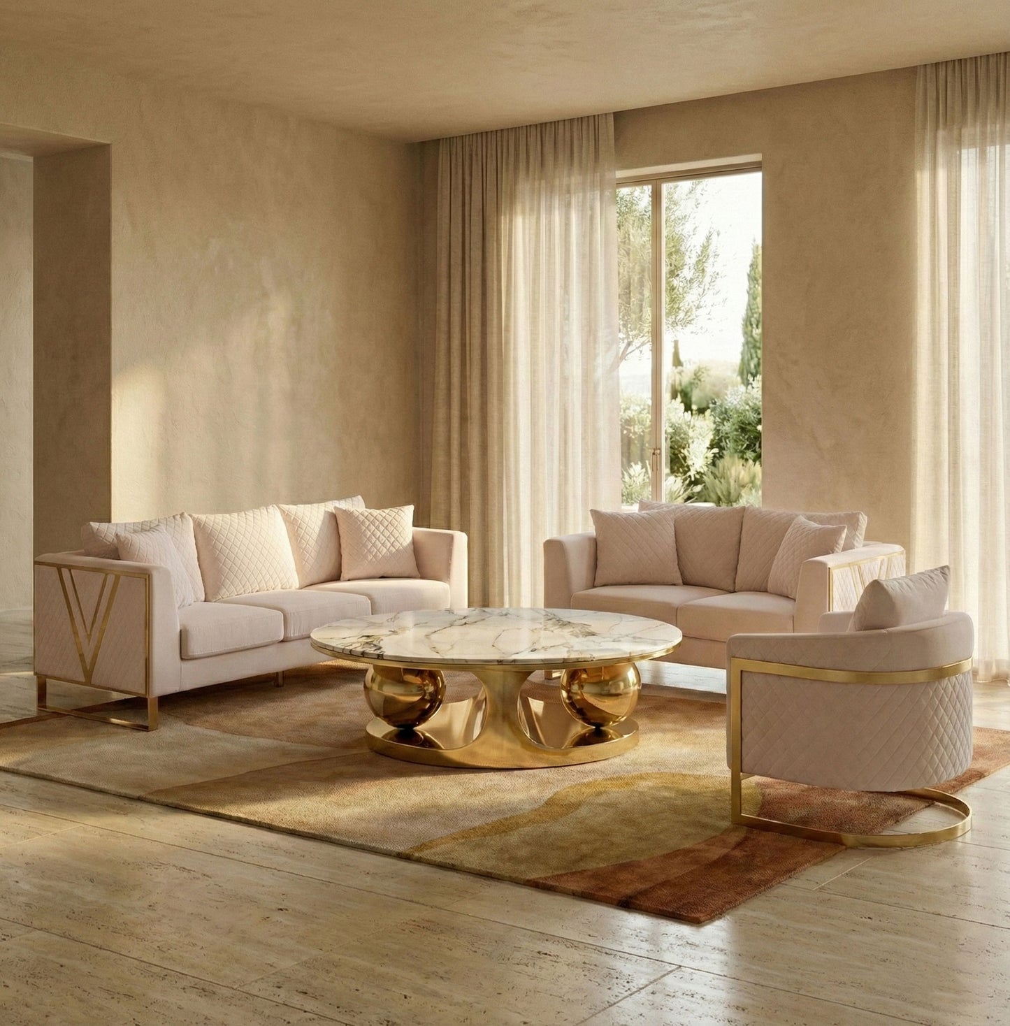 ORBITAL COFFEE TABLE WITH SINTERED STONE (AS IS) FLOOR CLEARANCE