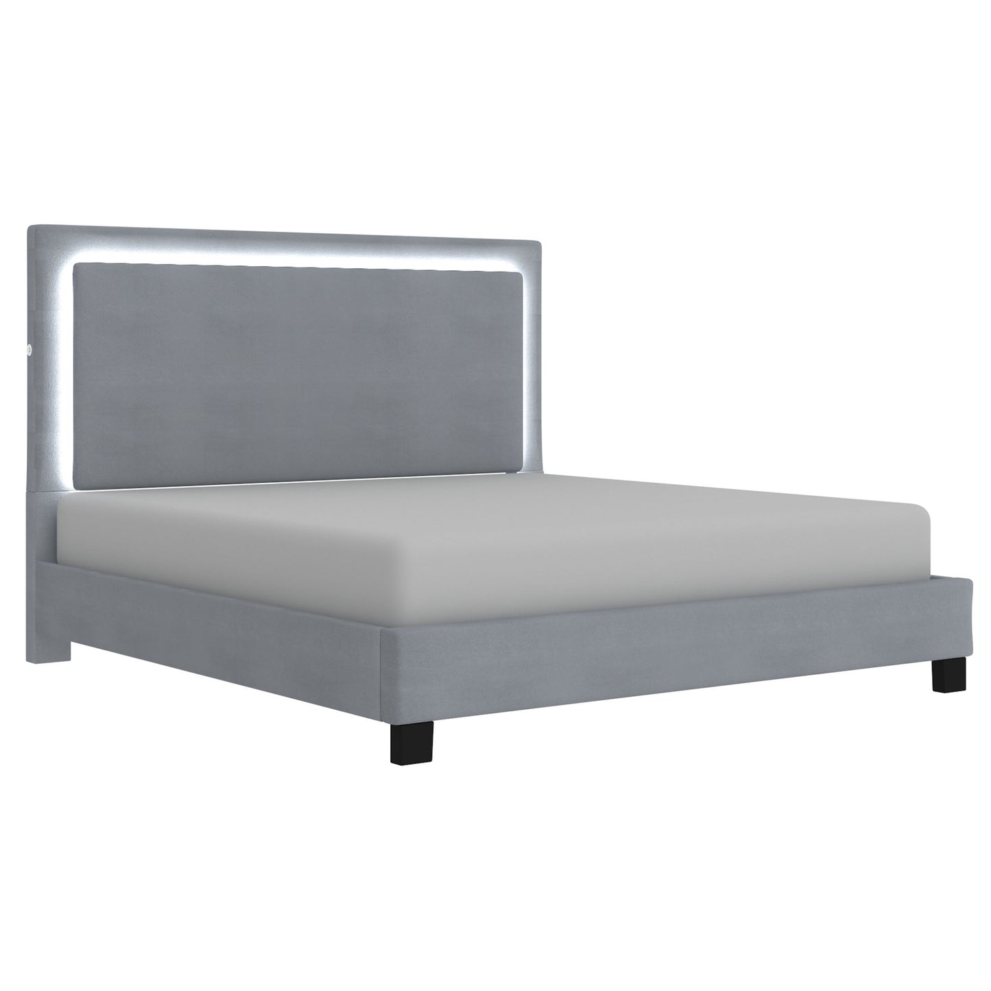 Lumina 78" King Platform Bed w/Light in Grey