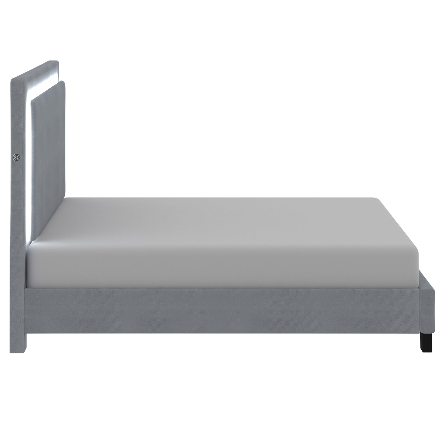 Lumina 78" King Platform Bed w/Light in Grey