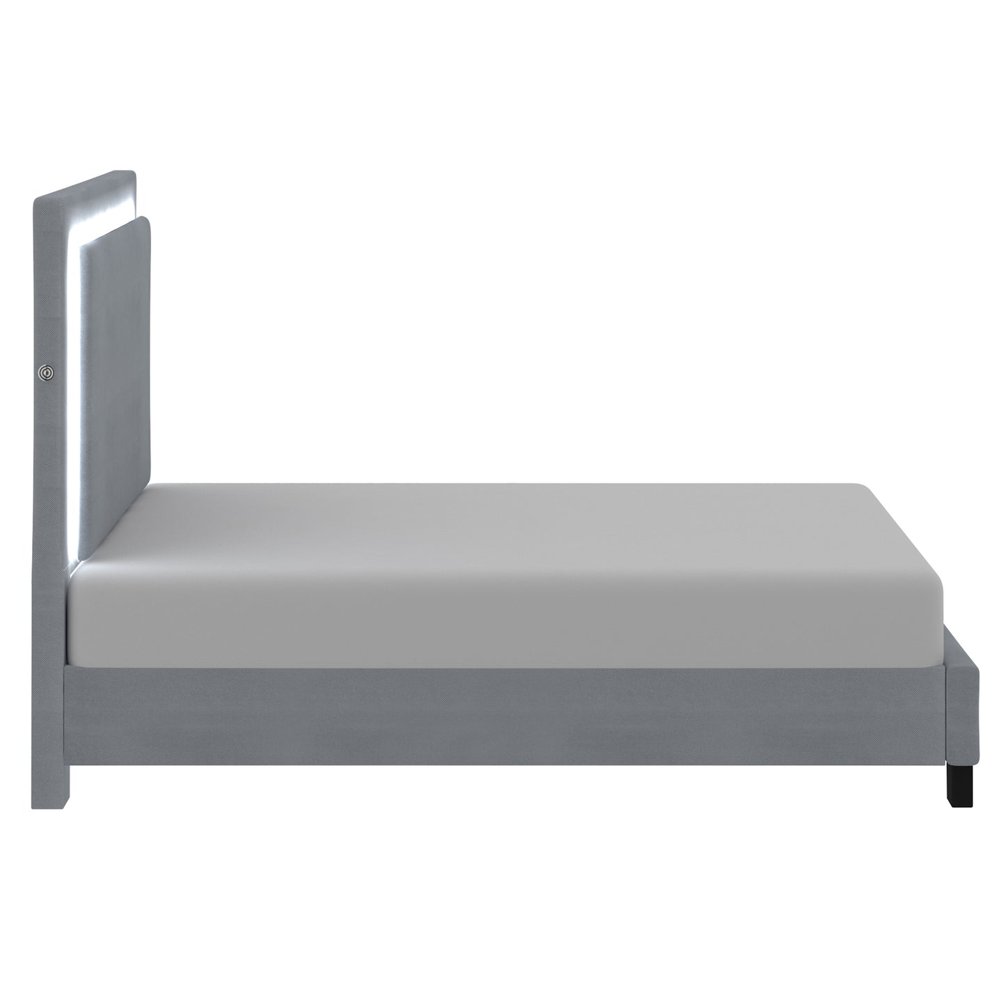 Lumina 60" Queen Platform Bed w/Light in Grey