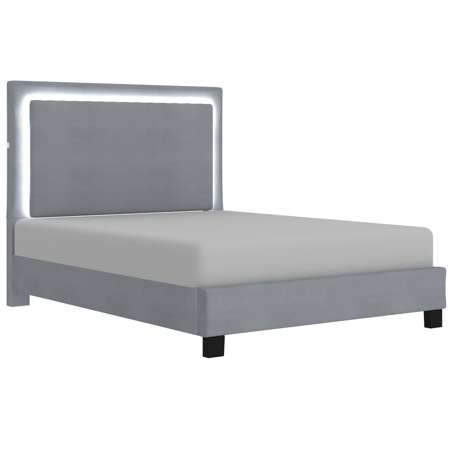 Lumina 60" Queen Platform Bed w/Light in Grey