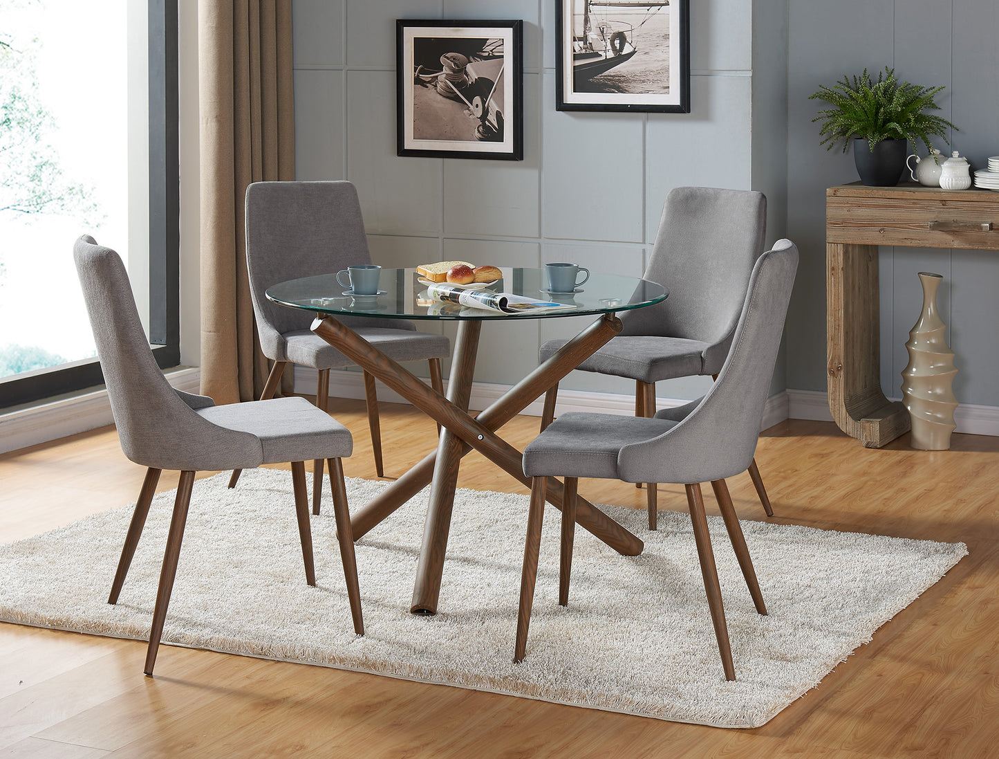 Rocca Round Dining Table in Walnut