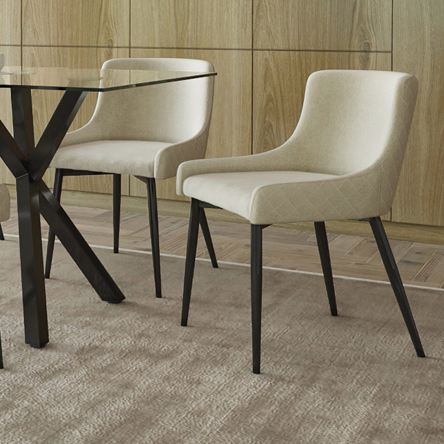 Bianca Side Chair in Beige and Black Leg (Each)