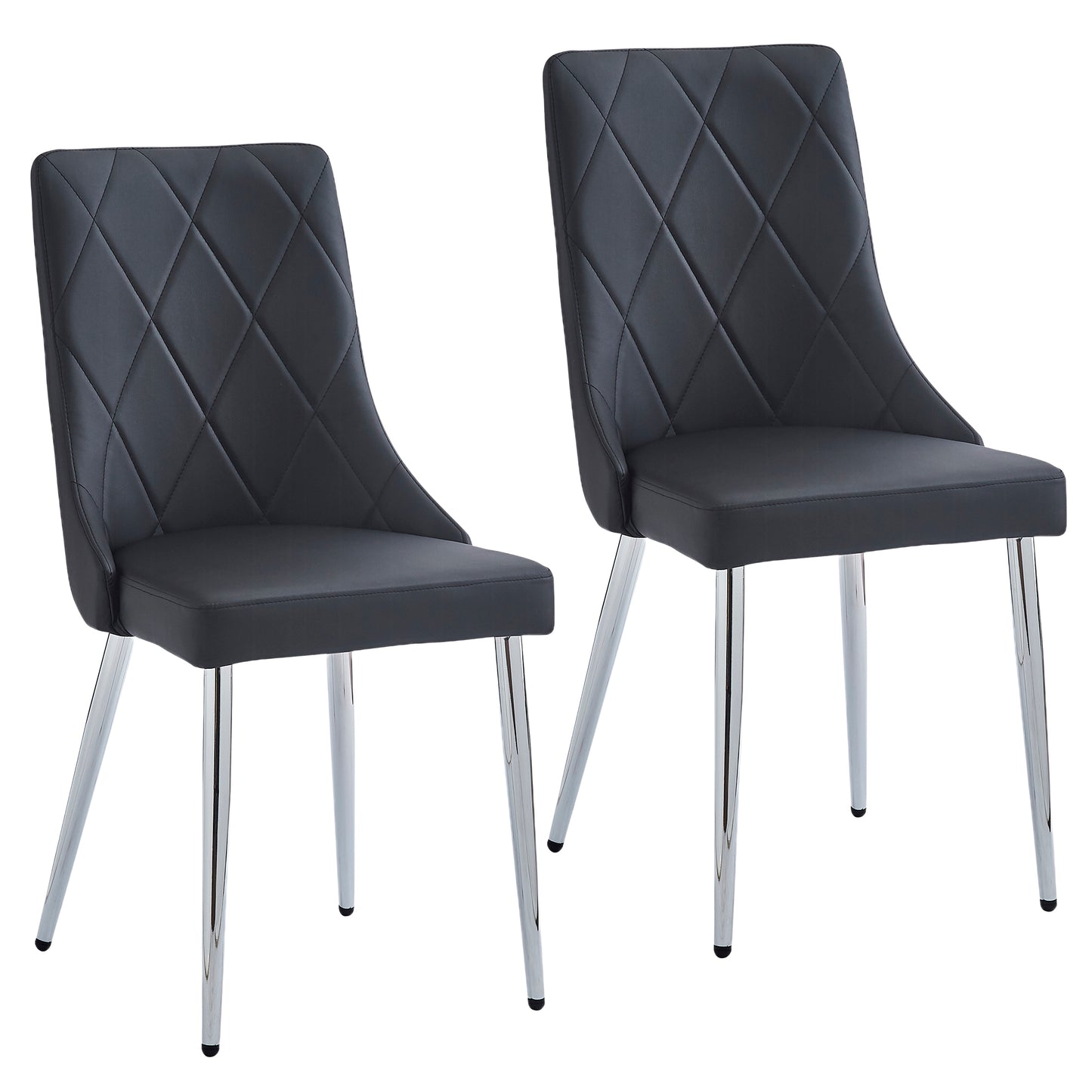 Devo Side Chair in Black and Chrome (Each)