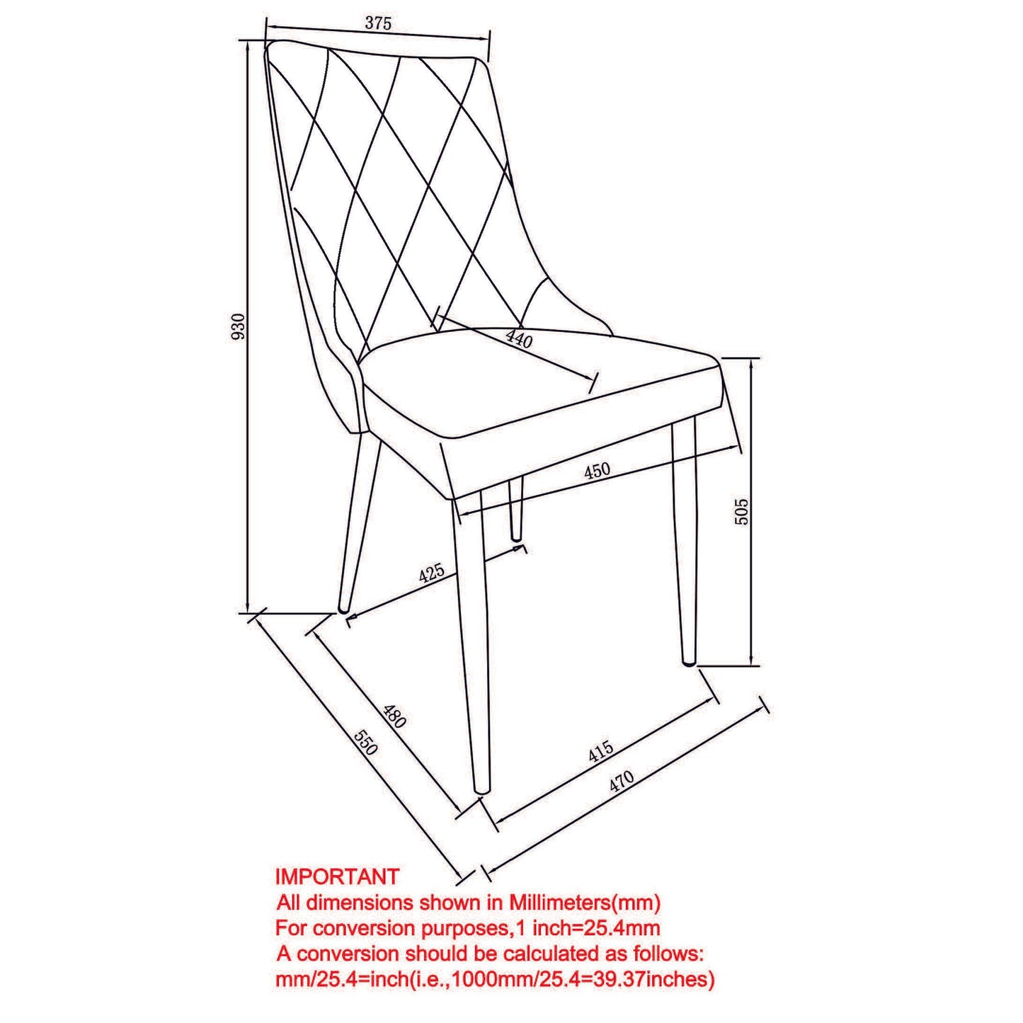 Devo Side Chair in Black and Chrome (Each)