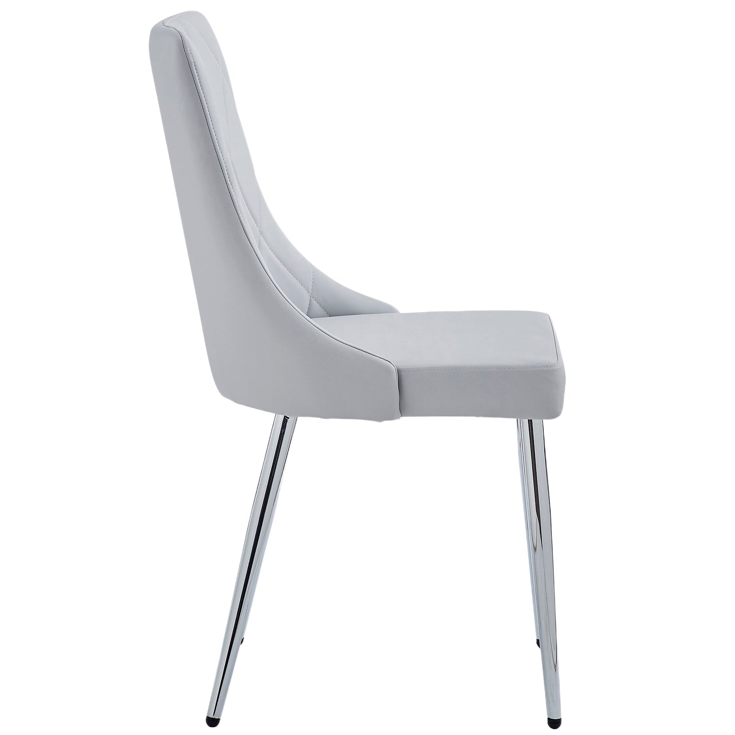 Devo Side Chair in Light Grey and Chrome (Each)