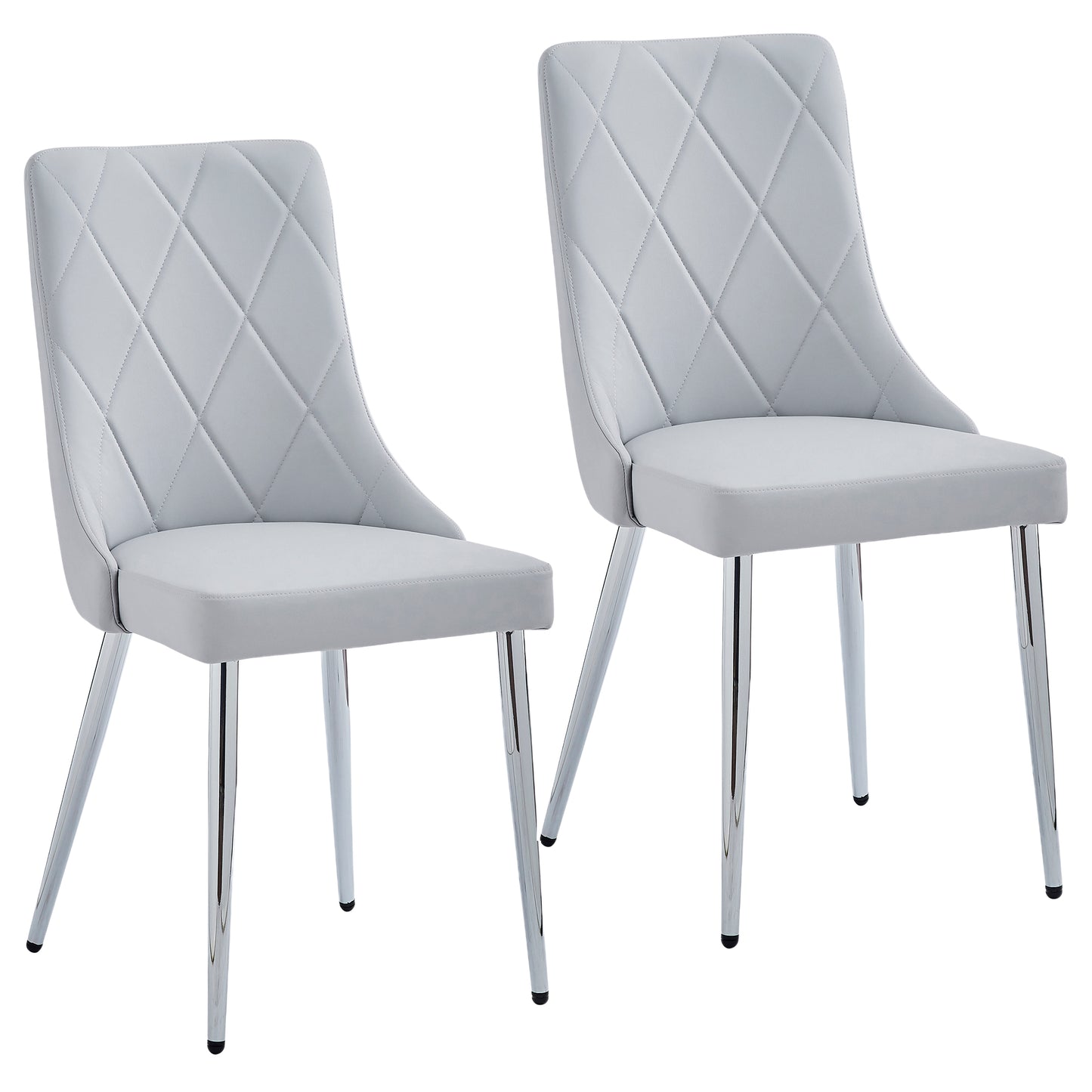 Devo Side Chair in Light Grey and Chrome (Each)