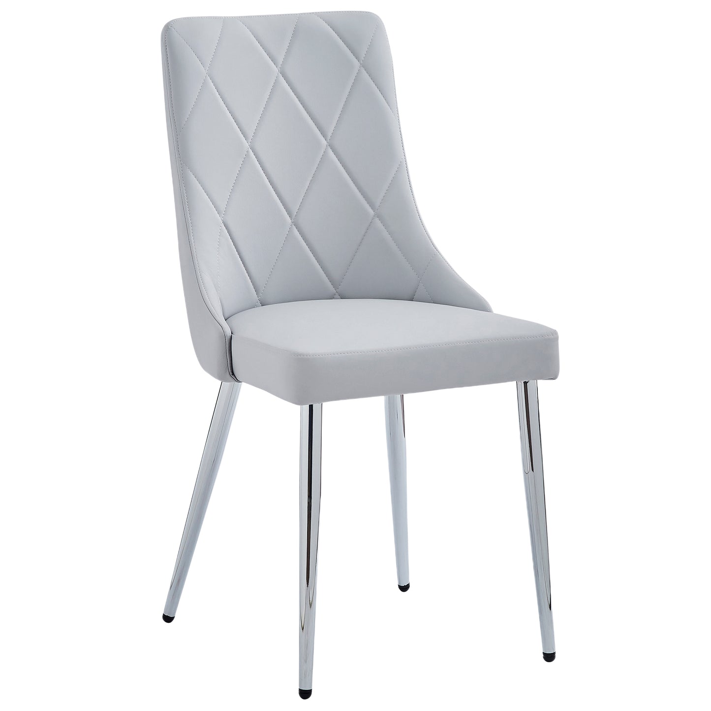 Devo Side Chair in Light Grey and Chrome (Each)