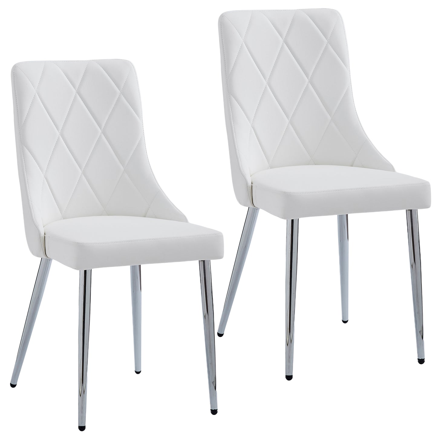 Devo Side Chair in White and Chrome (Each)