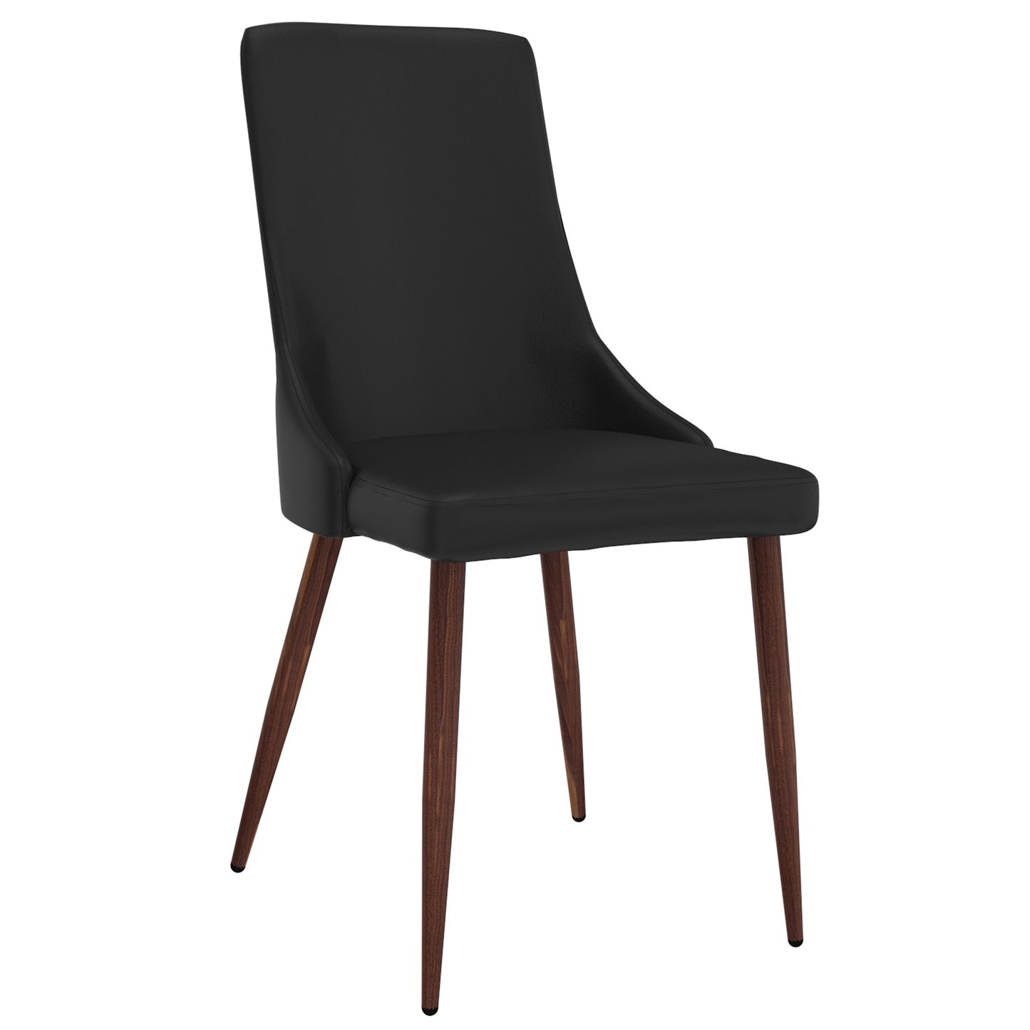 Cora Faux Leather Side Chair in Black and Walnut (Each)