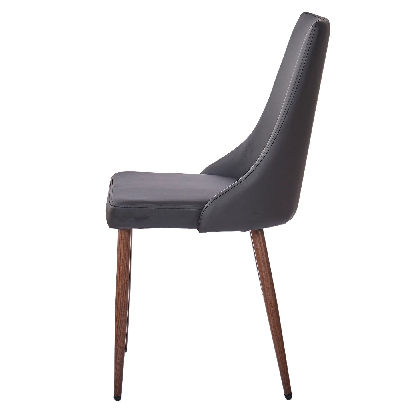 Cora Faux Leather Side Chair in Black and Walnut (Each)