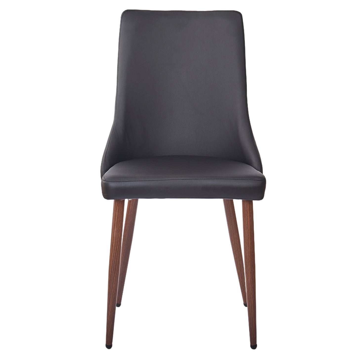 Cora Faux Leather Side Chair in Black and Walnut (Each)
