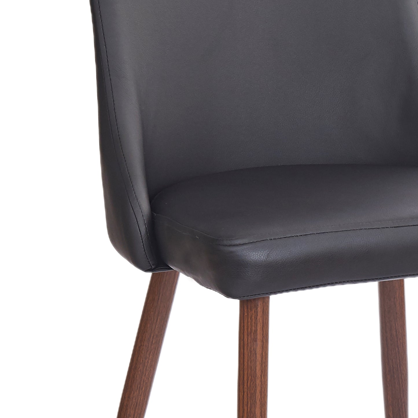 Cora Faux Leather Side Chair in Black and Walnut (Each)