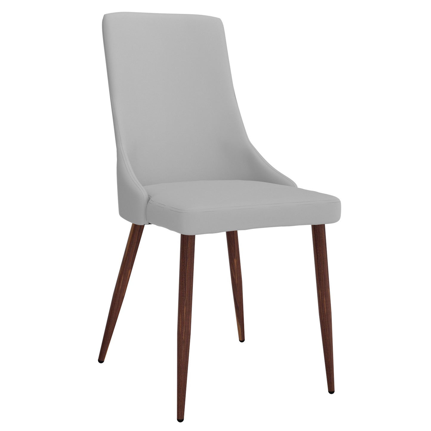 Cora Faux Leather Side Chair in Light Grey and Walnut (Each)