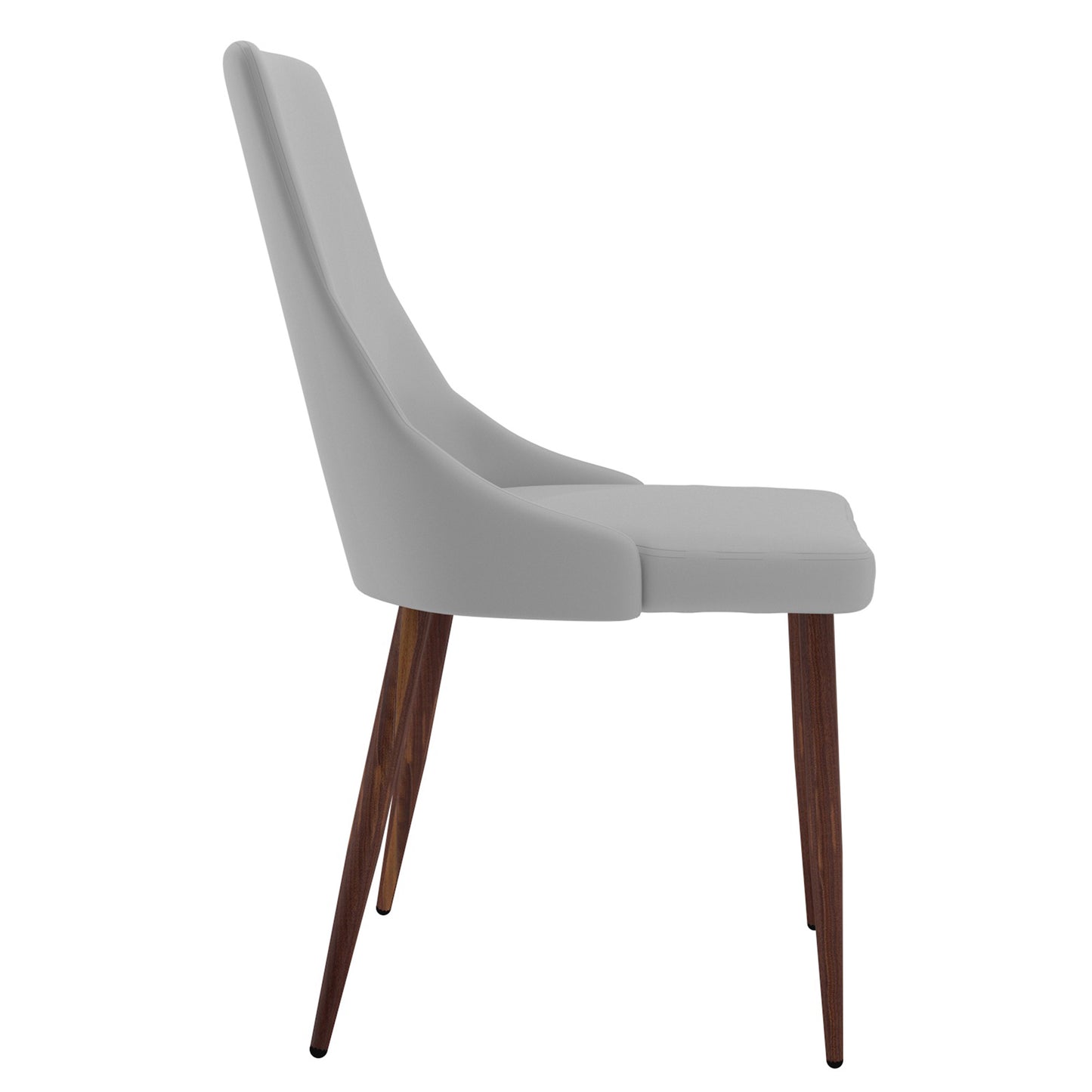 Cora Faux Leather Side Chair in Light Grey and Walnut (Each)
