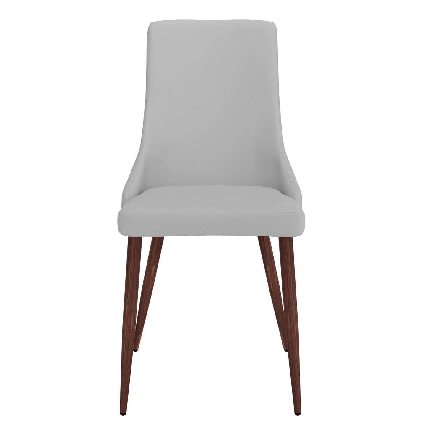 Cora Faux Leather Side Chair in Light Grey and Walnut (Each)