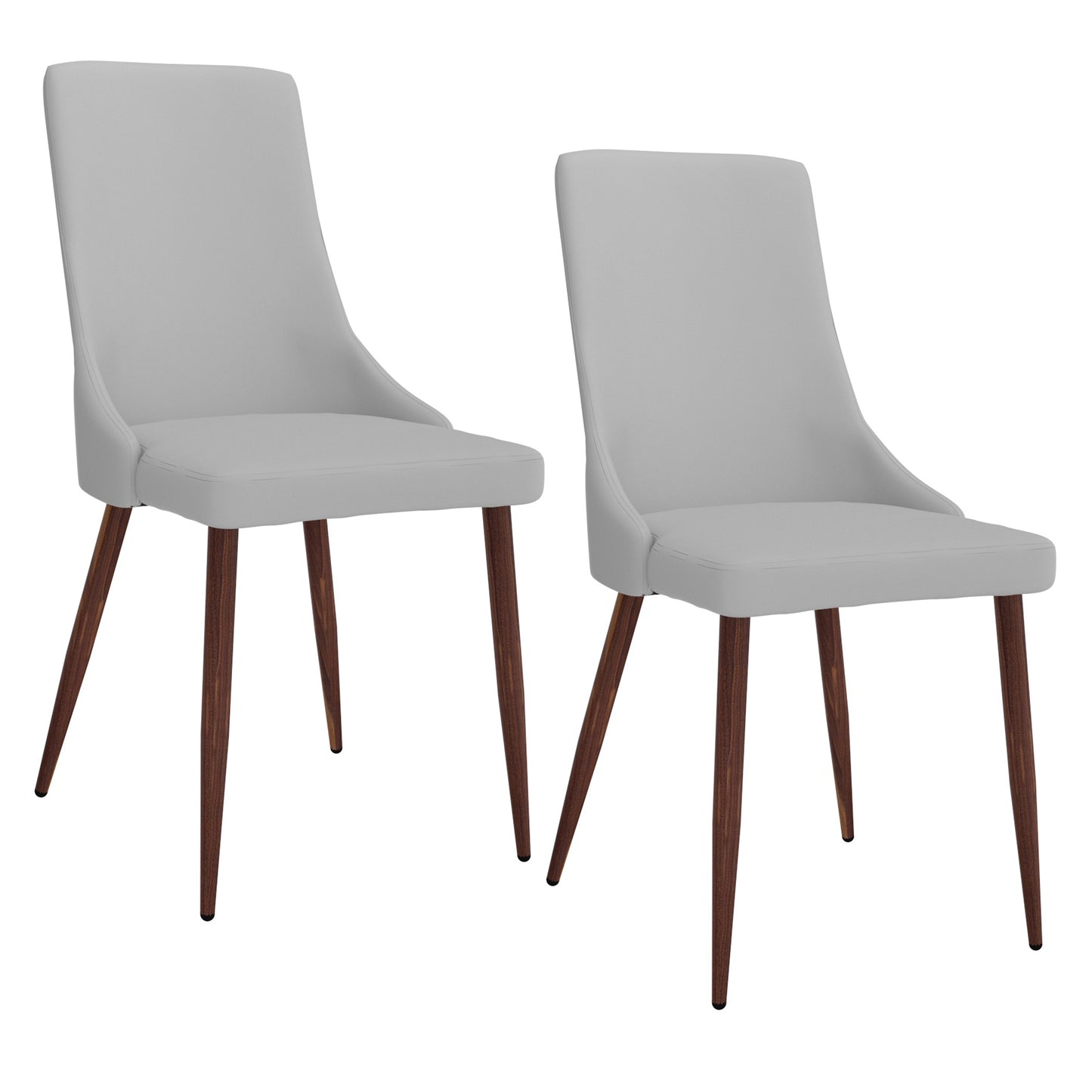 Cora Faux Leather Side Chair in Light Grey and Walnut (Each)