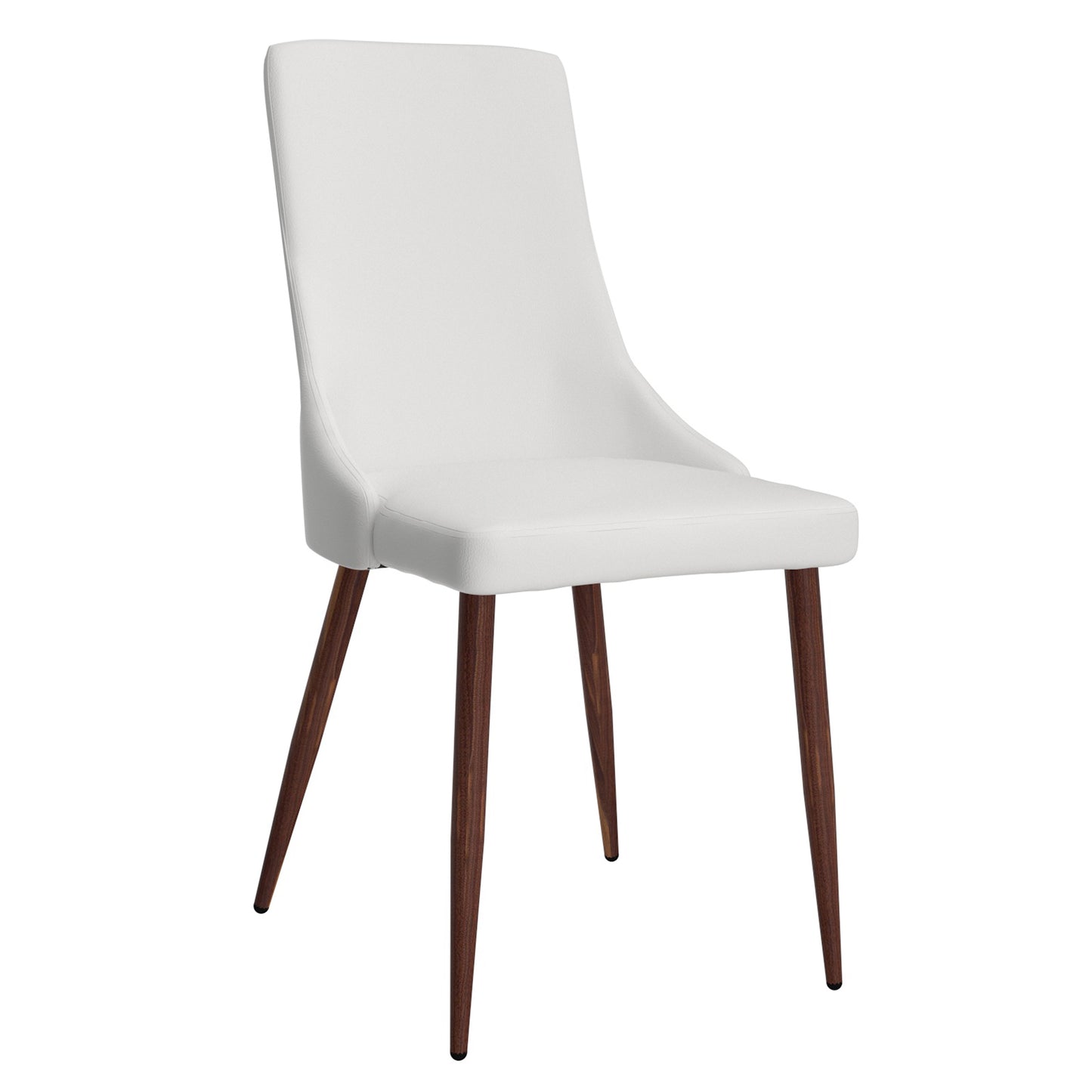 Cora Faux Leather Side Chair in White and Walnut (Each)