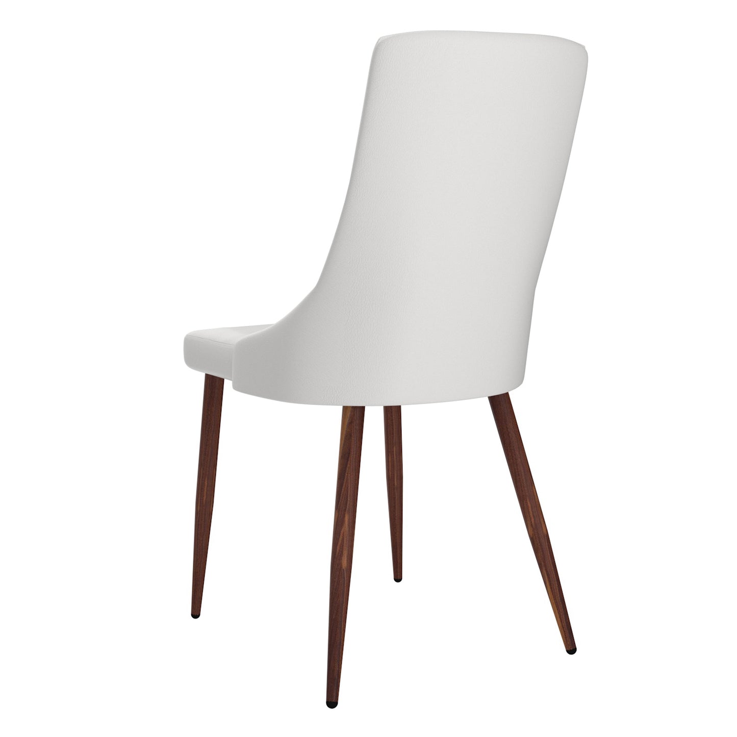 Cora Faux Leather Side Chair in White and Walnut (Each)