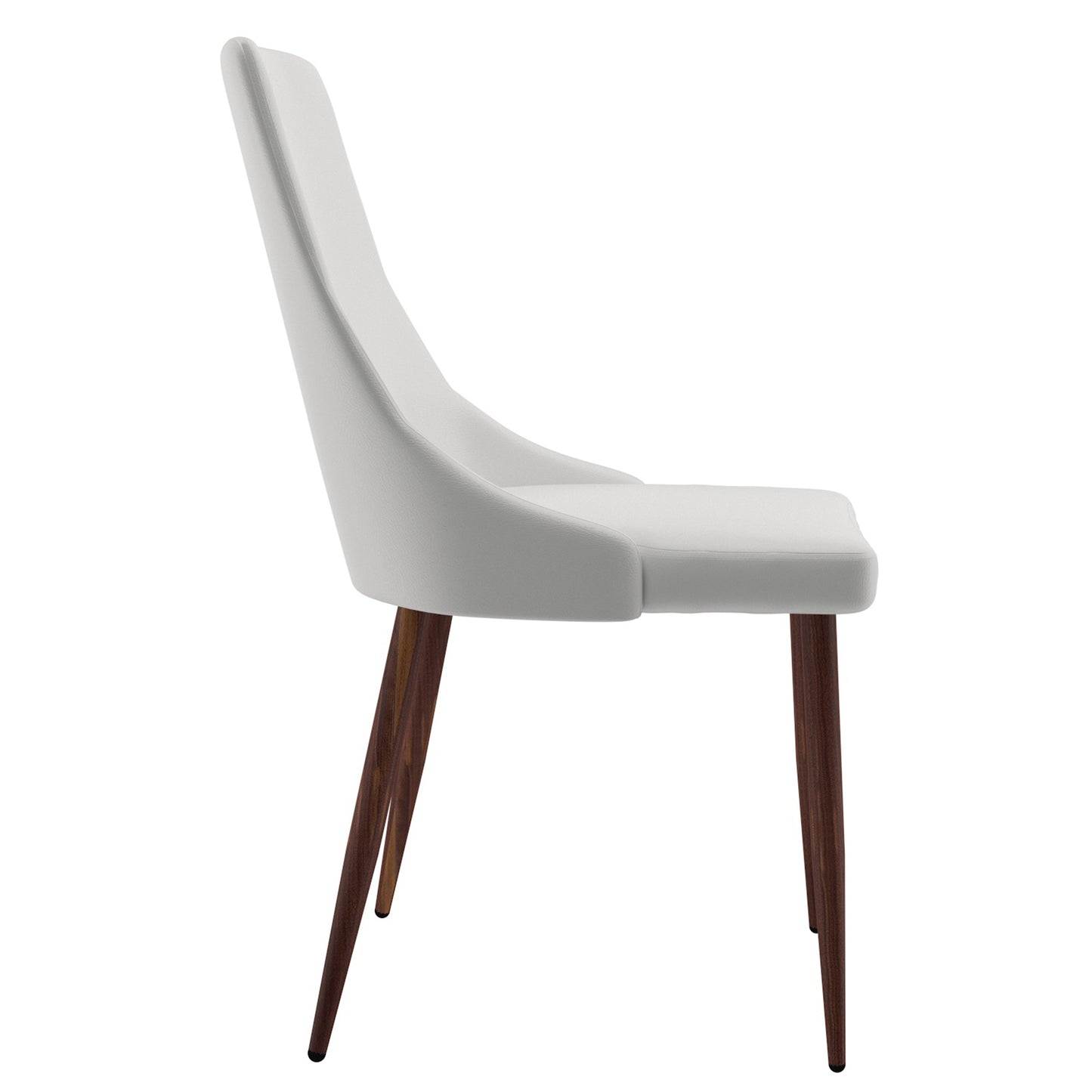 Cora Faux Leather Side Chair in White and Walnut (Each)