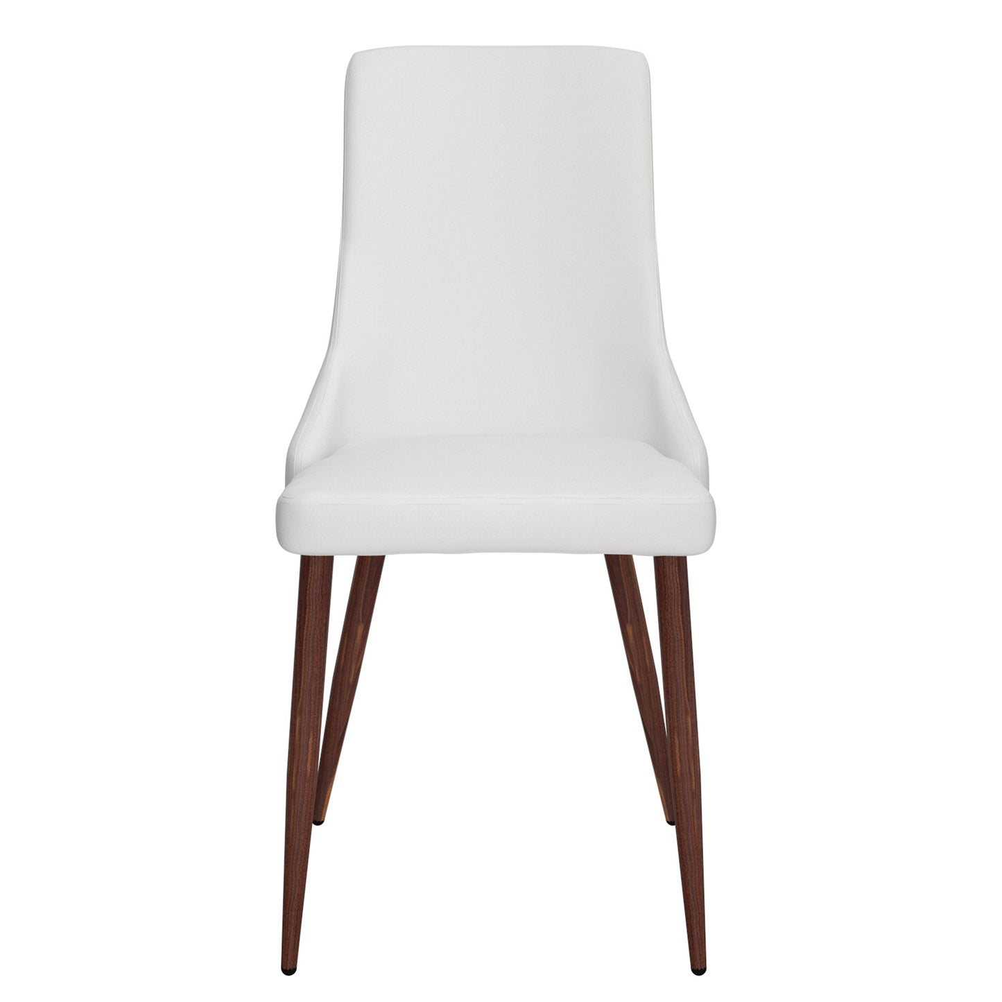 Cora Faux Leather Side Chair in White and Walnut (Each)