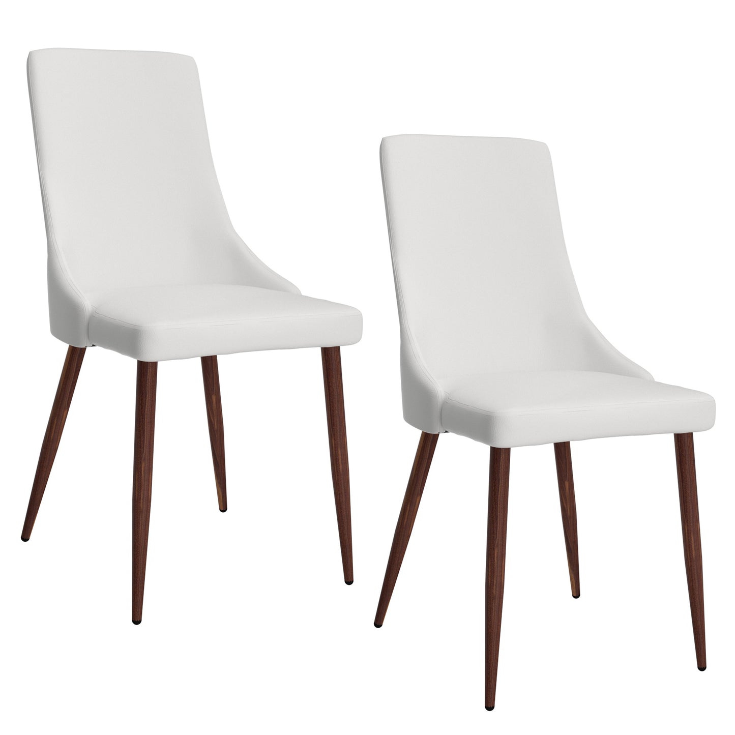 Cora Faux Leather Side Chair in White and Walnut (Each)