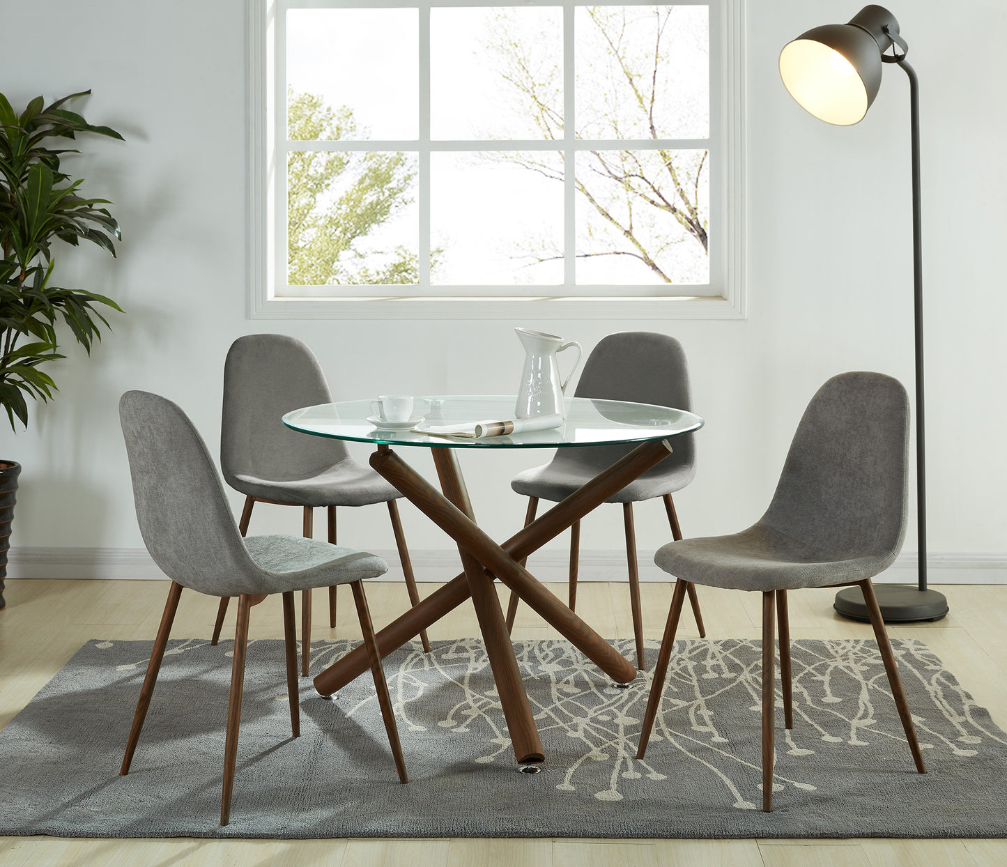 Lyna Side Chair in Grey and Walnut (Each)