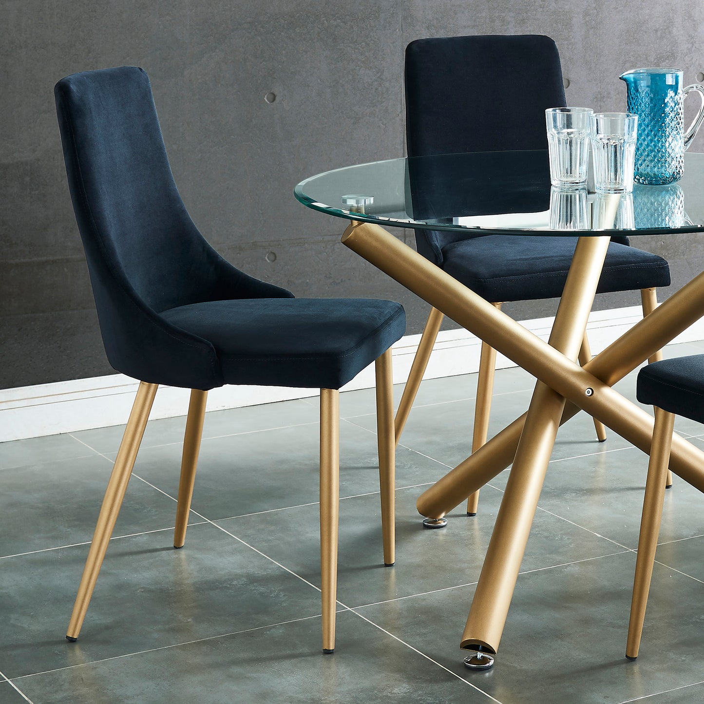 Carmilla Side Chair in Black and Aged Gold (Each)