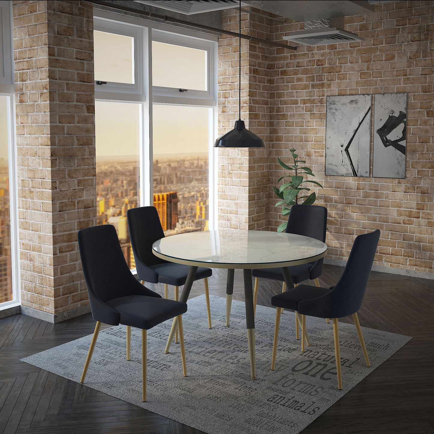 Carmilla Side Chair in Black and Aged Gold (Each)