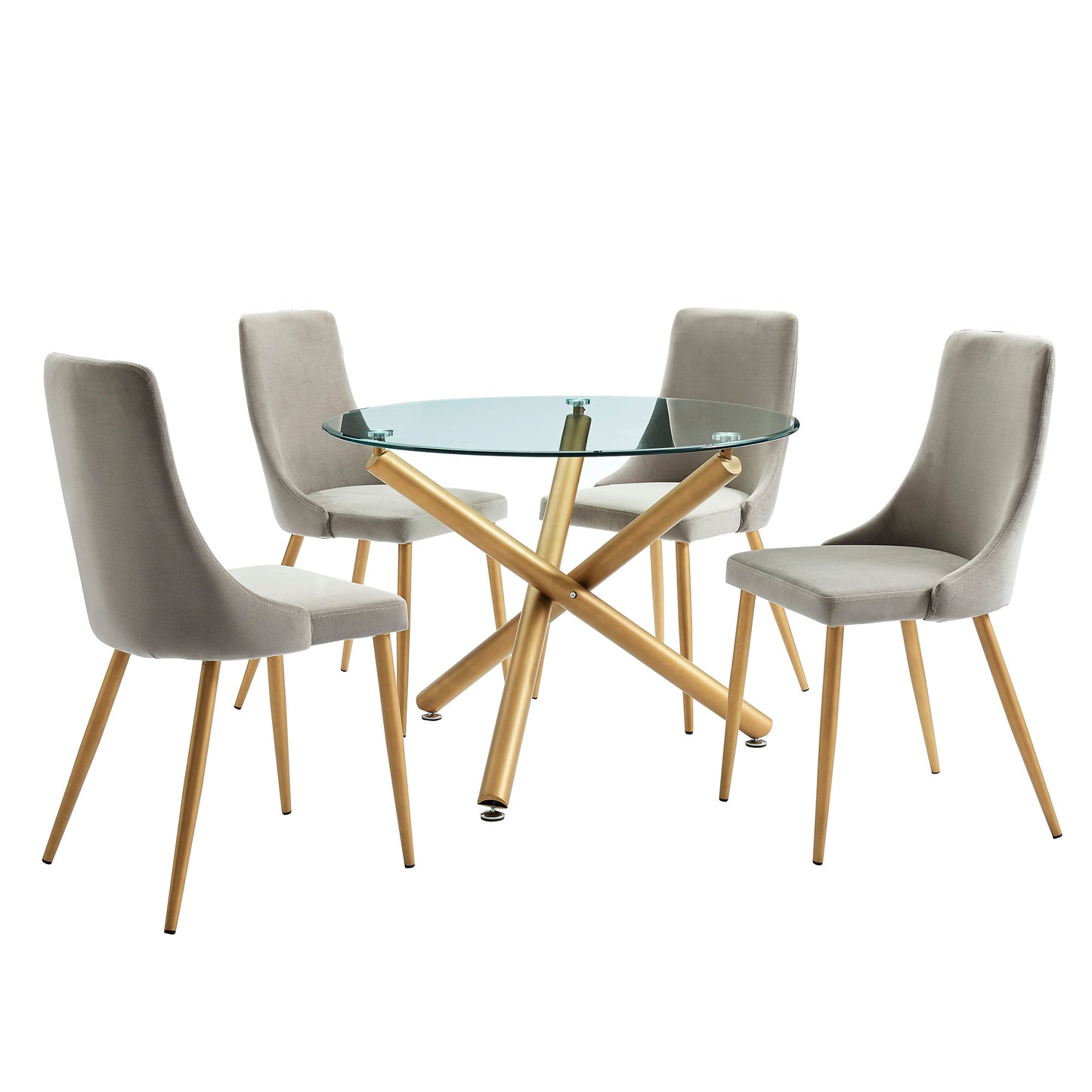 Carmilla Side Chair in Grey and Aged Gold (Each)